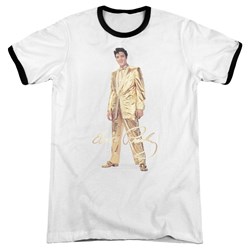 Elvis - Mens Gold Lame Suit Ringer T-Shirt