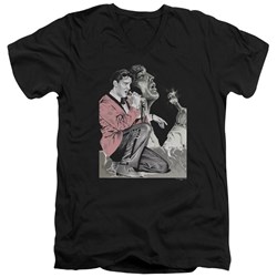 Elvis - Mens Rock N Roll Smoke V-Neck T-Shirt