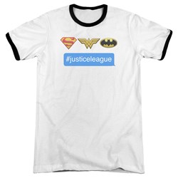DC Comics - Mens Hashtag Jla Ringer T-Shirt