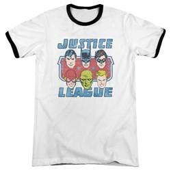 DC Comics - Mens Faces Of Justice Ringer T-Shirt