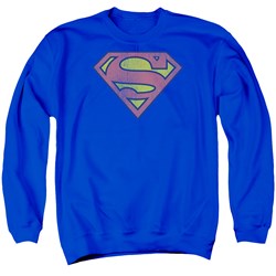 DC Comics - Mens Retro Supes Logo Distressed Sweater