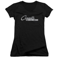 Chevrolet - Juniors Chrome Stingray Logo V-Neck T-Shirt