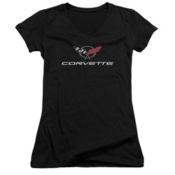Chevrolet - Juniors Corvette Modern Emblem V-Neck T-Shirt