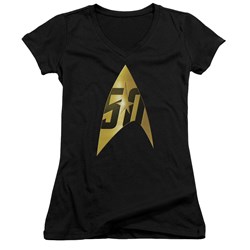 Star Trek - Juniors 50Th Anniversary Delta V-Neck T-Shirt