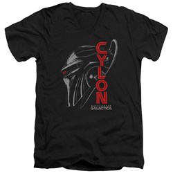 Battlestar Galactica - Mens Cylon Face V-Neck T-Shirt