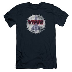 Battlestar Galactica - Mens War Torn Viper Logo Slim Fit T-Shirt