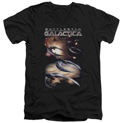 Battlestar Galactica - Mens When Cylons Attack V-Neck T-Shirt