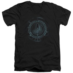 Battlestar Galactica - Mens Faded Emblem V-Neck T-Shirt