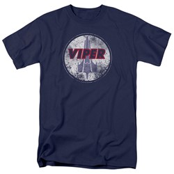 Battlestar Galactica - Mens War Torn Viper Logo T-Shirt