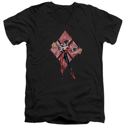 Batman - Mens Harley Quinn (Diamonds) V-Neck T-Shirt