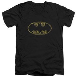 Batman - Mens Tattered Logo V-Neck T-Shirt