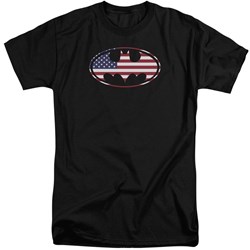 Batman - Mens American Flag Oval Tall T-Shirt