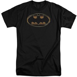 Batman - Mens Black & Gold Embossed Shield Tall T-Shirt