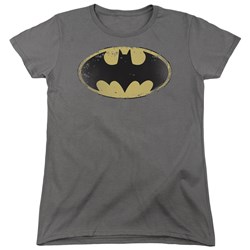 Batman - Womens Distressed Shield T-Shirt