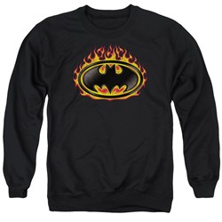 Batman - Mens Bat Flames Shield Sweater