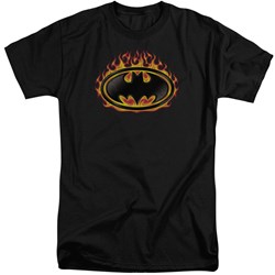 Batman - Mens Bat Flames Shield Tall T-Shirt