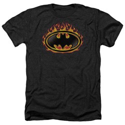 Batman - Mens Bat Flames Shield Heather T-Shirt