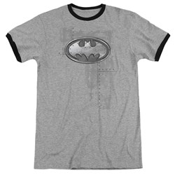 Batman - Mens Rivited Metal Logo Ringer T-Shirt