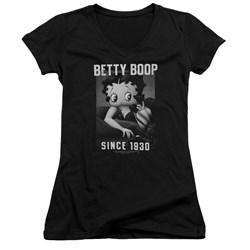 Betty Boop - Juniors On The Line V-Neck T-Shirt