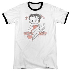 Betty Boop - Mens Classic With Pup Ringer T-Shirt
