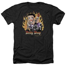 Betty Boop - Mens Biker Flames Boop Heather T-Shirt