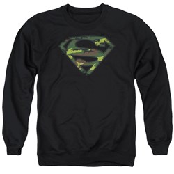 Superman - Mens Distressed Camo Shield Sweater
