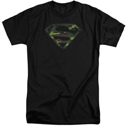 Superman - Mens Distressed Camo Shield Tall T-Shirt