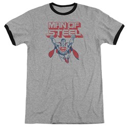 Superman - Mens Steel Retro Ringer T-Shirt