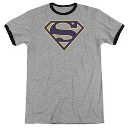 Superman - Mens Navy & Gold Shield Ringer T-Shirt