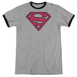 Superman - Mens Red & Black Shield Ringer T-Shirt