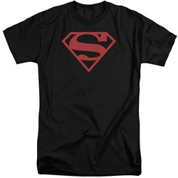 Superman - Mens Red On Black Shield Tall T-Shirt