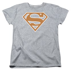 Superman - Womens Burnt Orange&White Shield T-Shirt