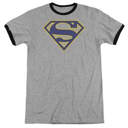 Superman - Mens Maize & Blue Shield Ringer T-Shirt