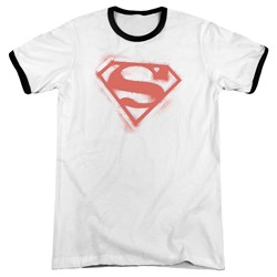 Superman - Mens Spray Paint Shield Ringer T-Shirt