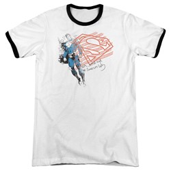 Superman - Mens Super American Flag Ringer T-Shirt