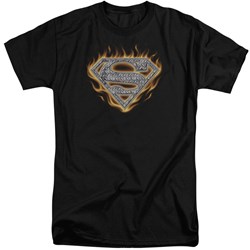 Superman - Mens Steel Fire Shield Tall T-Shirt