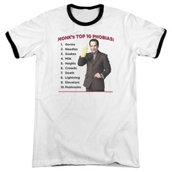 Monk - Mens Top 10 Phobias Ringer T-Shirt