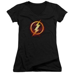 Justice League - Juniors Flash Title V-Neck T-Shirt
