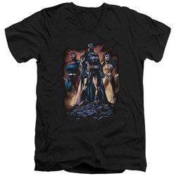 Justice League - Mens Take A Stand V-Neck T-Shirt