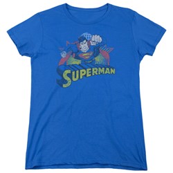 Justice League - Womens Superman Rough Distress T-Shirt