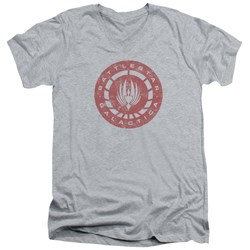 Battlestar Galactica - Mens Eroded Logo V-Neck T-Shirt