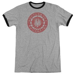 Battlestar Galactica - Mens Eroded Logo Ringer T-Shirt