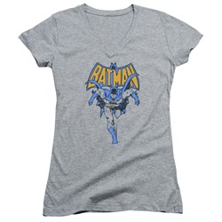 Batman - Juniors Vintage Run V-Neck T-Shirt