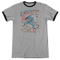 Superman - Mens Mad At Rocks Ringer T-Shirt