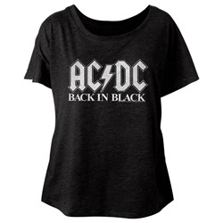 Ac/Dc - Womens Back In Black 2 Triblend Dolman T-Shirt