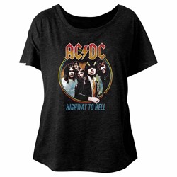 Ac/Dc - Womens Highway To Hell Tricolor Triblend Dolman T-Shirt