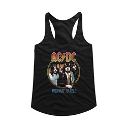Ac/Dc - Womens Highway To Hell Tricolor Raw Edge Racerback Tank