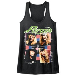 Poison - Womens Cat Dragged In Heather Racerback Tank