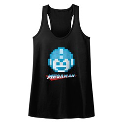 Mega Man - Womens Megaface Raw Edge Racerback Tank