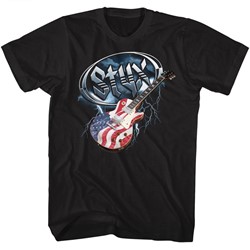 Styx Mens Flag Guitar T-Shirt
